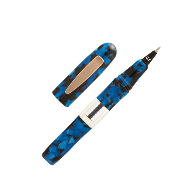 Résine marbrée noire et bleue